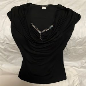 Venus cowl neck shirt with built in tank and embellishments size xs